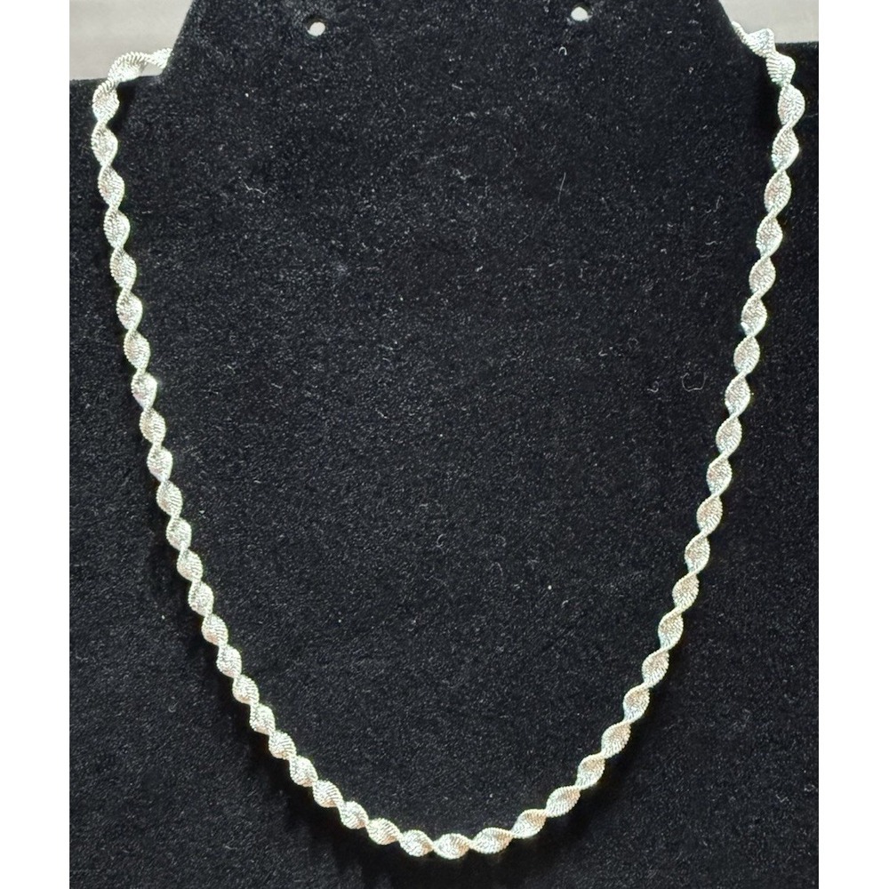 Sterling Silver 925 Necklace Italy 16" Twist Spiral Herringbone